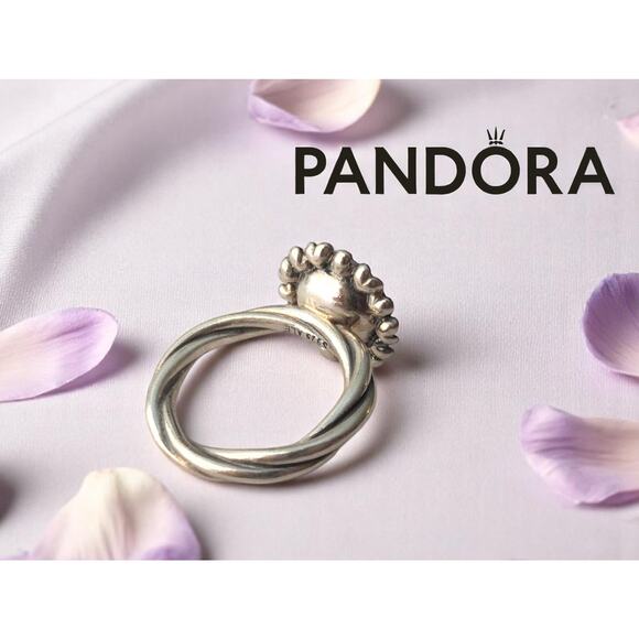 Pandora Sterling Silver Ring with Purple Stone – Vintage Floral Design – NWOT 54 - Picture 3 of 6